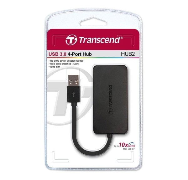 ADAPTADOR HUB 4 PUERTOS USB 3.0 TRANSCEND - Imagen 1