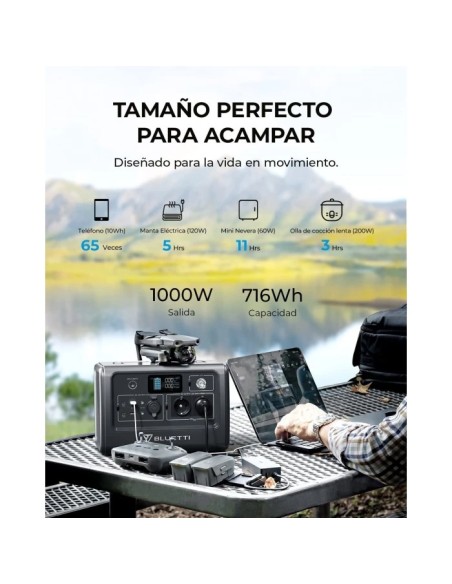 ▷ Estación de energía portátil EB70 Bluetti 1000W 716Wh | Soul Natura - Imagen 3